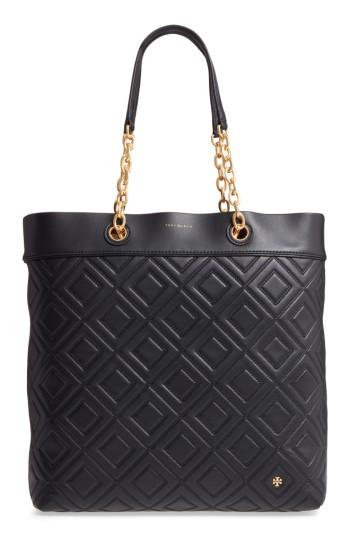 Tory Burch Louisa Lambskin Leather Tote - Black