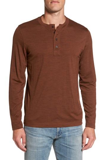 Men's Ibex Odyssey Merino Wool Blend Henley, Size - Brown
