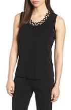 Women's Ming Wang Circle Cutout Tank Top - Black