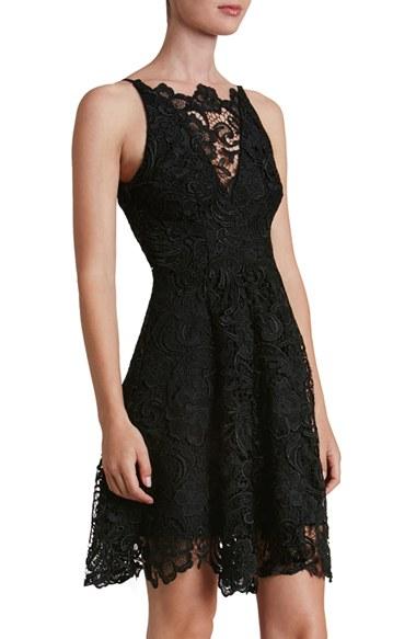 Women's Dress The Population 'hayden' Lace Fit & Flare Dress - Black