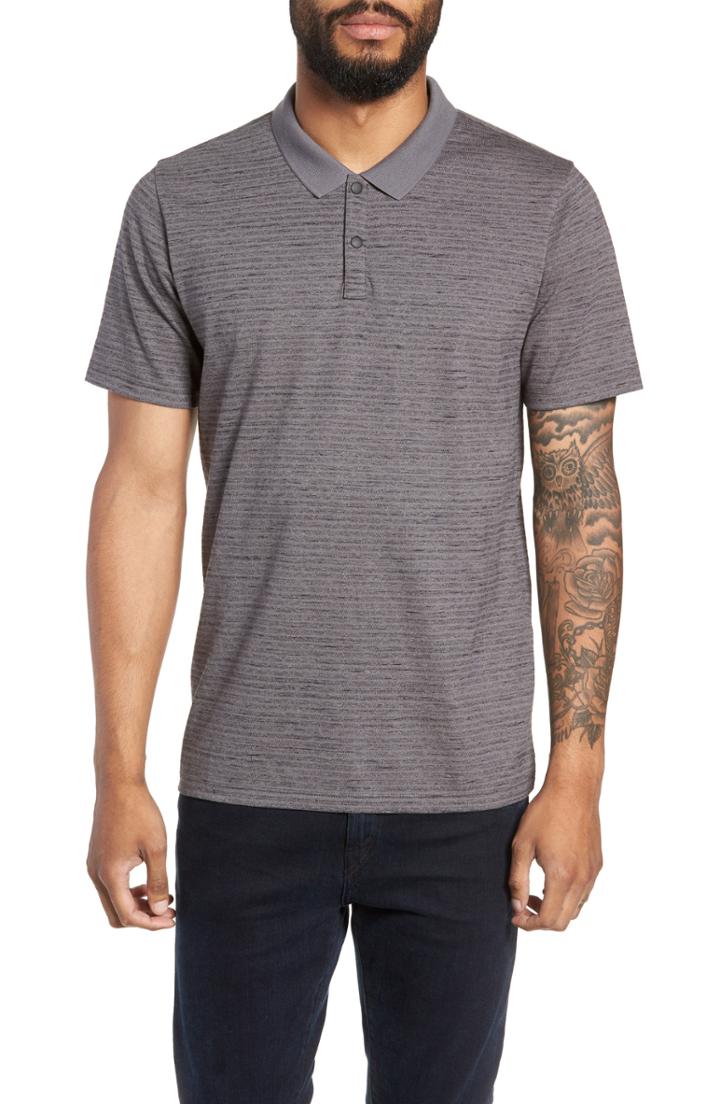 Men's Calibrate Melange Stripe Jersey Polo, Size - Grey