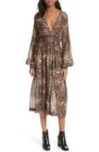 Women's Nili Lotan Brienne Leopard Print Silk Chiffon Dress - Brown