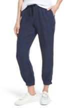 Women's Caslon Crop Linen Joggers - Blue