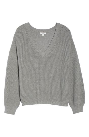Women's Bp. V Neck Cotton Sweater - Grey