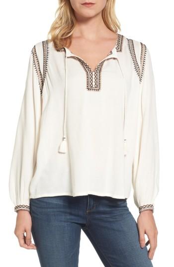 Women's Lucky Brand Embroidered Boho Blouse - White