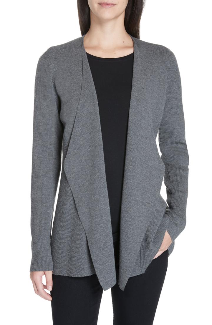 Women's Eileen Fisher Angled Front Shaped Cardigan - Grey