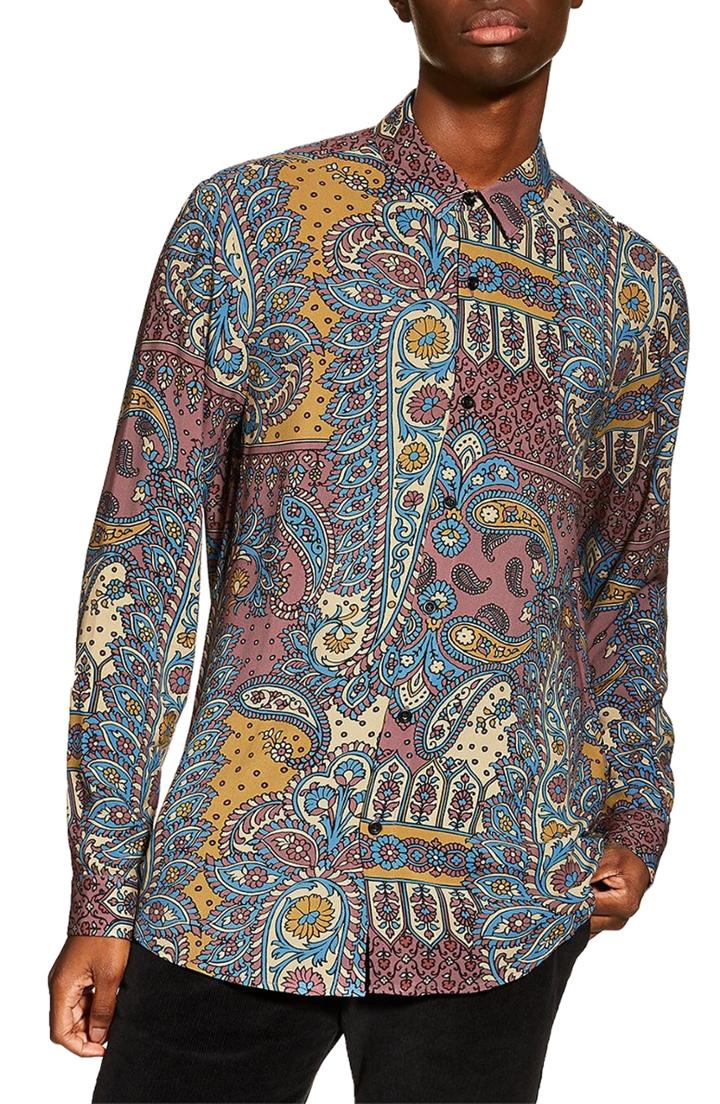Men's Topman Paisley Slim Fit Sport Shirt - None