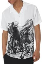 Men's Topman Horse Print Shirt, Size - White