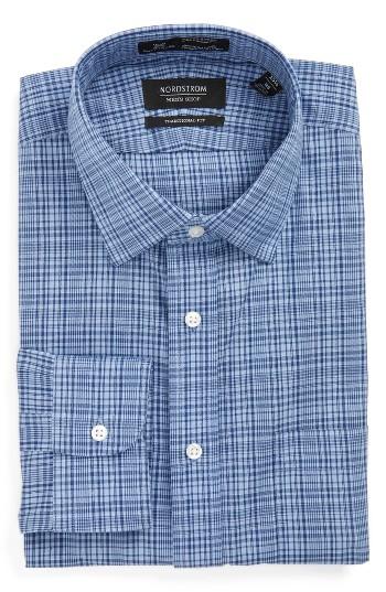 Men's Nordstrom Men's Shop Smartcare(tm) Traditional Fit Plaid Dress Shirt .5 - 32 - Blue