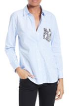 Women's Equipment 'leema' Pocket Detail Stripe Cotton Shirt - Blue