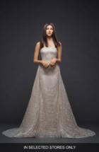 Women's Lazaro Sparkle Plaid Strapless Gown, Size In Store Only - Ivory