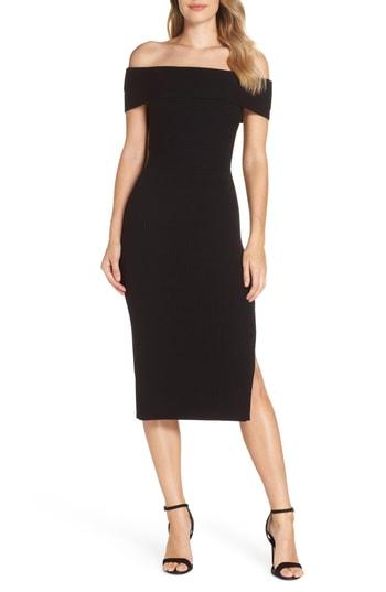 Women's Eliza J Off The Shoulder Midi Sweater Dress - Black