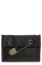 Burberry Medium Safety Pin Leather Clutch - Black