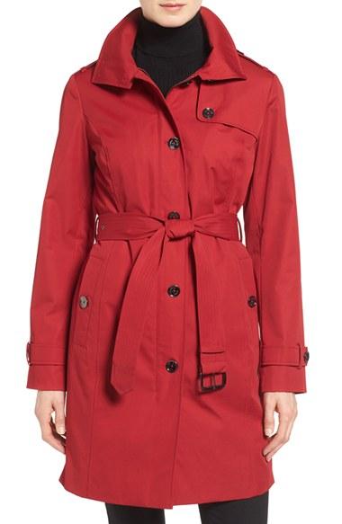 Women's Michael Michael Kors Hooded Trench Coat - Red