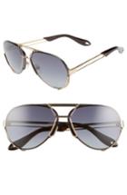 Women's Givenchy 65mm Aviator Sunglasses - Gold/ Grey