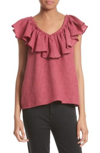 Women's Rebecca Taylor Off The Shoulder Silk Blend Top - Red