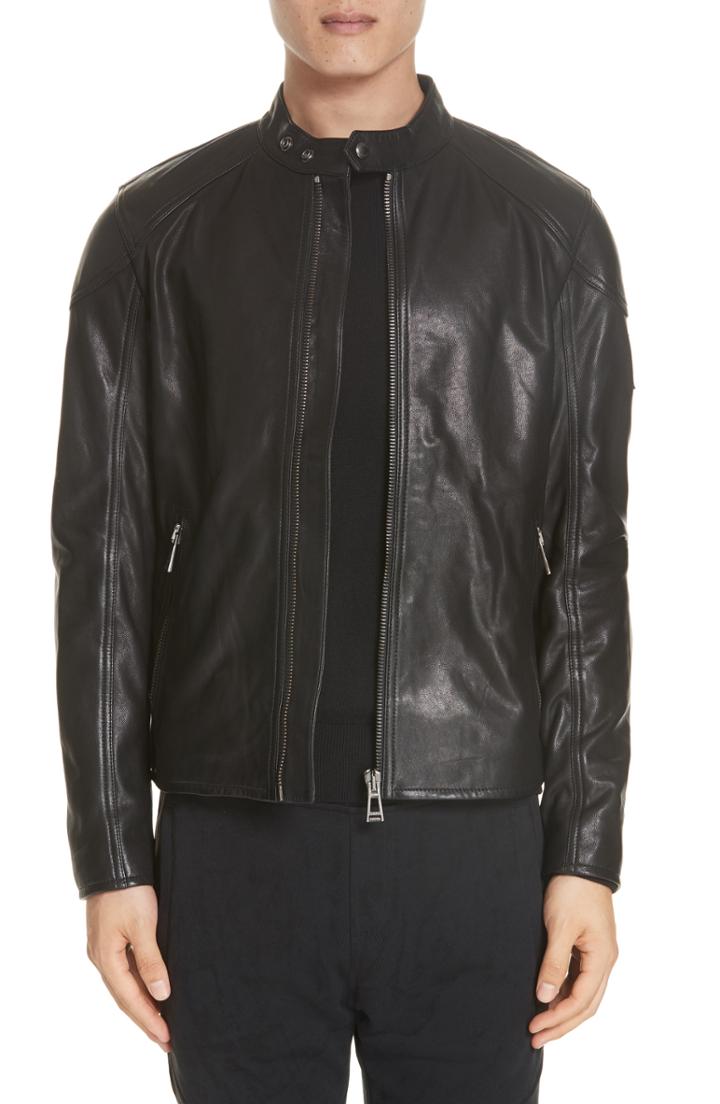 Men's Belstaff B-racer Leather Jacket Eu - Black