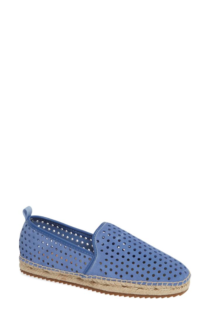Women's Bill Blass Sutton Perforated Espadrille Flat M - Blue