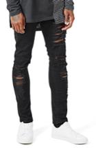 Men's Topman Aaa Collection Ripped Stretch Skinny Jeans X 32 - Black