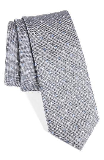Men's Nordstrom Men's Shop Eden Dot Silk Skinny Tie, Size - Black