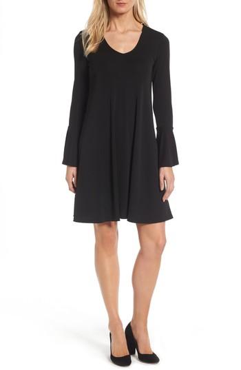 Petite Women's Karen Kane Taylor Flare Sleeve A-line Dress P - Black