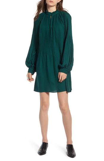 Women's Treasure & Bond Pleated Mini Dress, Size - Green