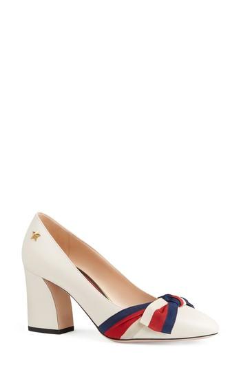Women's Gucci 'aline' Block Heel Pump .5us / 40.5eu - White