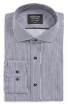 Men's Nordstrom Men's Shop Tech-smart Trim Fit Stretch Stripe Dress Shirt - 34/35 - Blue