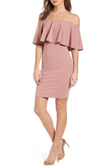 Women's Soprano Ruffle Off The Shoulder Body-con Dress - Pink