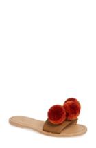 Women's Binge Knitting Pom Slide Sandal - Red