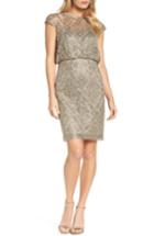 Women's Tadashi Shoji Embroidered Metallic Blouson Dress - Beige