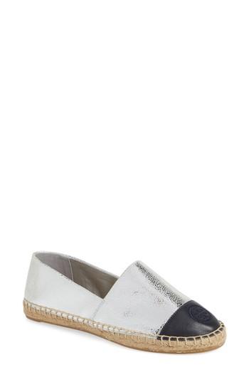 Women's Tory Burch Colorblock Espadrille Flat M - Metallic