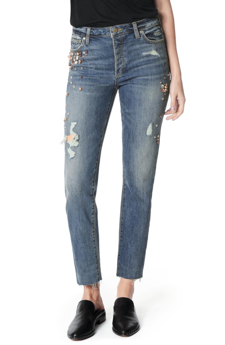 Women's Joe's Smith Embellished High Waist Raw Hem Ankle Boyfriend Jeans