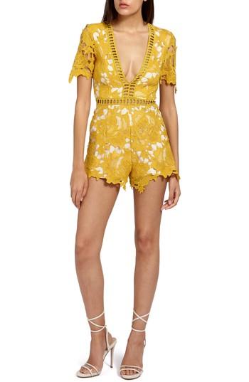 Women's Missguided Ladder Stitch Lace Romper Us / 8 Uk - Yellow