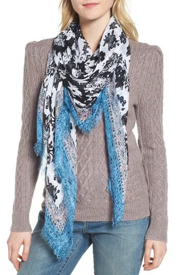 Women's Treasure & Bond Print Textured Square Scarf, Size - Black