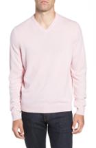 Men's Nordstrom Men's Shop Cashmere V-neck Sweater, Size - Pink