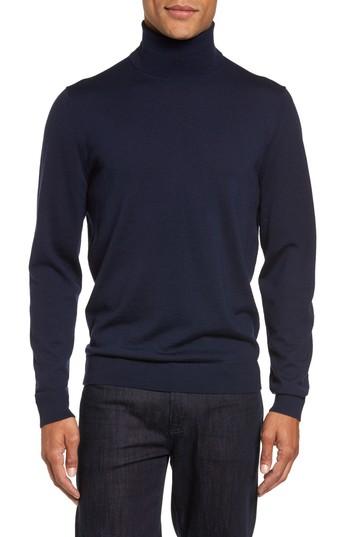 Men's Nordstrom Men's Shop Merino Wool Turtleneck Sweater, Size - Blue