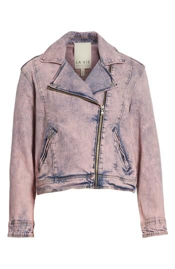 Women's La Vie Rebecca Taylor Denim Moto Jacket - Pink