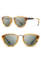Women's Shwood 'ainsworth' 49mm Acetate & Wood Sunglasses - Amber/ Gold/ G15