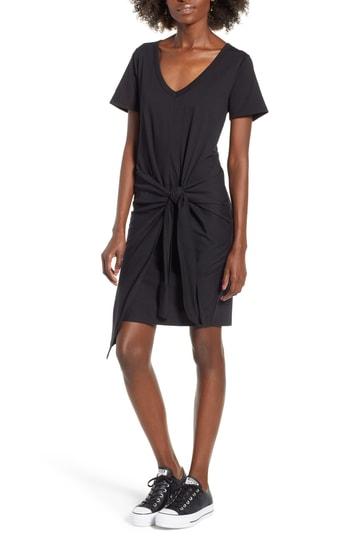 Women's Socialite Tie Waist T-shirt Dress - Black