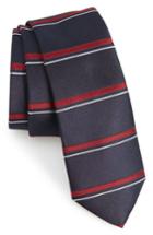 Men's Boss Horizontal Stripe Silk Skinny Tie, Size - Blue