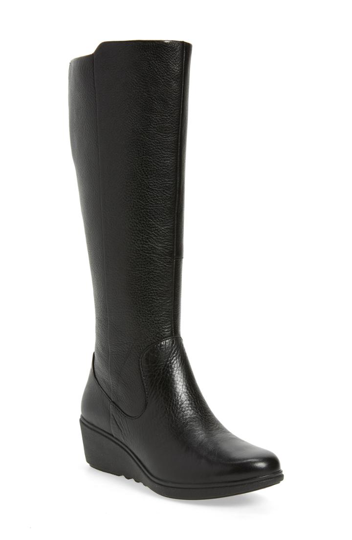 Women's Clarks Un Ara Esa Wedge Boot, Size 8.5 M - Black