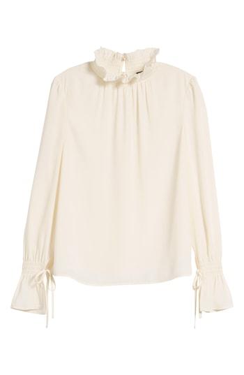Women's Vince Camuto Smocked Neck Blouse, Size - White