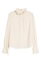 Women's Vince Camuto Smocked Neck Blouse, Size - White