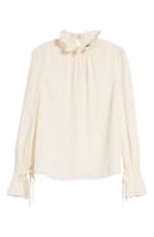Women's Vince Camuto Smocked Neck Blouse, Size - White