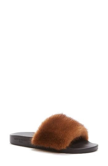Women's Givenchy Genuine Mink Fur Slide Sandal - Beige
