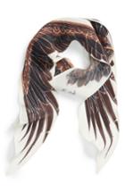Women's Rockins Wings Skinny Silk Scarf, Size - Ivory