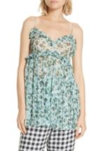 Women's Lee Mathews Nina Crinkled Silk Tank Top - Green