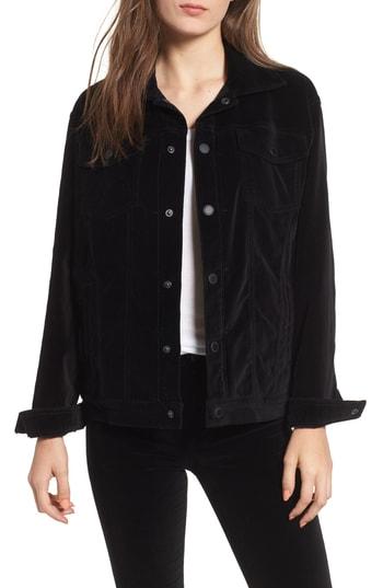 Women's Hudson Jeans Velvet Trucker Jacket - Black