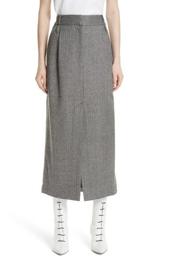 Women's Tibi Herringbone Tweed Wool Pencil Skirt - Grey